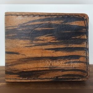 Tooth & Nail Men's Handmade Leather Bifold Wallet Black/Brown Made In USA NEW
